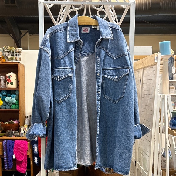 Classic Oversized Denim Blue Jean Shirt - Picture 1 of 3